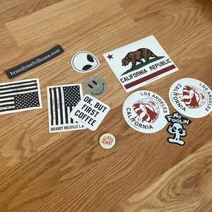 Randy Melville stickers and pin